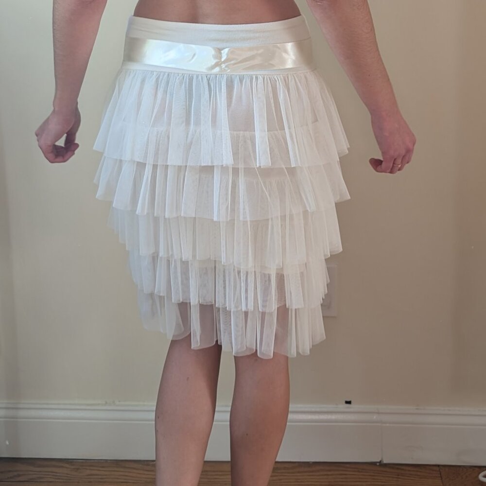 Rinascimento Ivory Layered Tulle Cocktail Skirt with Ribbon Bow Size M Italy - Picture 8 of 16